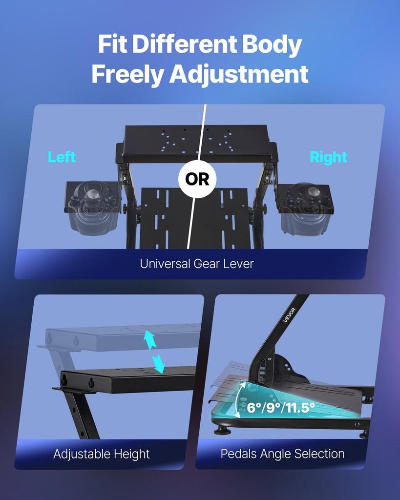 Racing Wheel Stand, Adjustable & Foldable Simulator Stand for Logitech G29 G27 G920 G923, Thrustmaster T300RS T300GT T248 TS-PC TSXW Gaming