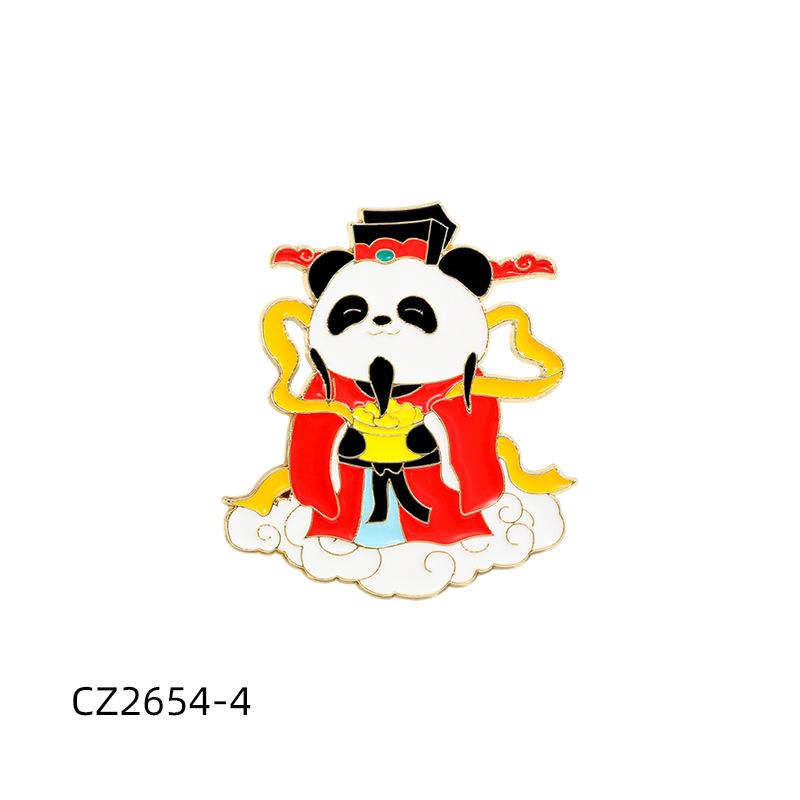Chinese Style Alloy Enamel Brooch, Five Gods of Wealth Cartoon Pattern, New Year Chinese New Year Decorative Lapel Pin Badge for Gift