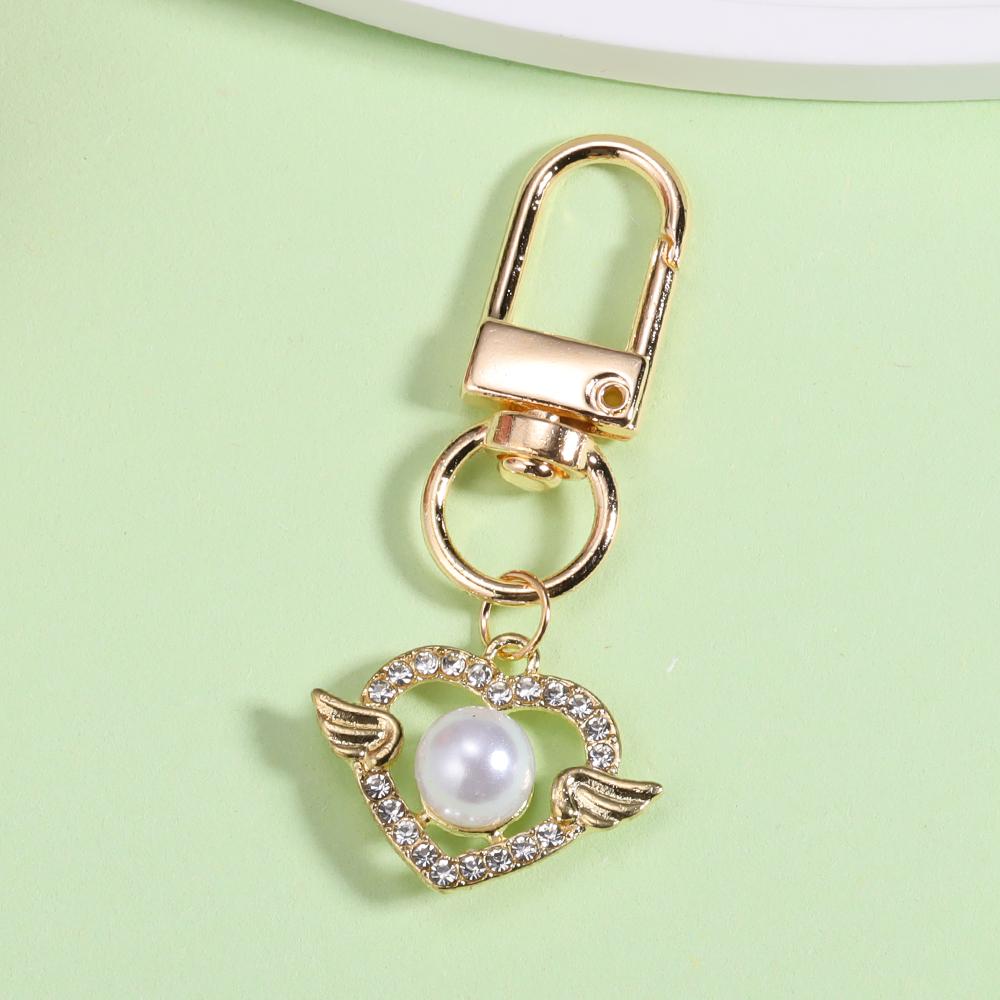 Блестящий хрустальный жемчуг Брелок Снежинка Бохо Металлический брелок из цинкового сплава Кольцо для ключей для женщин Детей Рождественские аксессуары Ключница