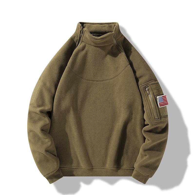 Тактическая флисовая ветрозащитная осенне-зимняя флисовая утолщенная универсальная стойка-воротник полукардиган мужская куртка для активного отдыха для мужчин