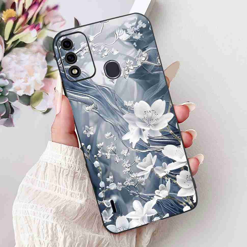 For Itel A48 6.1" Case Fashion Painting Soft Silicone TPU Black Cover For ITEL A48 itel a48 Popular Design Flowers Phone Cases