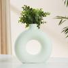 Beautiful Ceramic Donut Vase for Home Decor (Pack of 1, Light Green)