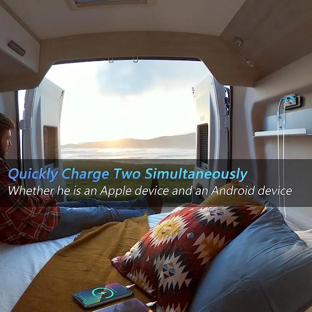 Быстрая зарядка QC 3.0 + PD Type C USB Автомобильное зарядное устройство Адаптер 12 В-24 В для авто мотоцикла Морской квадроцикл Лодка Rv Bus USB панель питания с переключателем