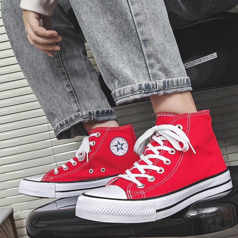 Men's 2023 High-Top Canvas Sneakers: Trendy Korean Style Couple's Casual Shoes
