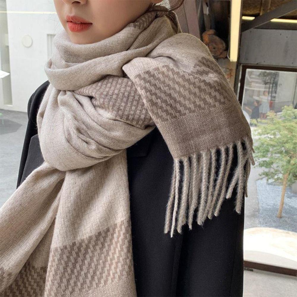 with Tassels Cashmere Scarf Thickened Neck Warmer Korean Style Wrap Shawls