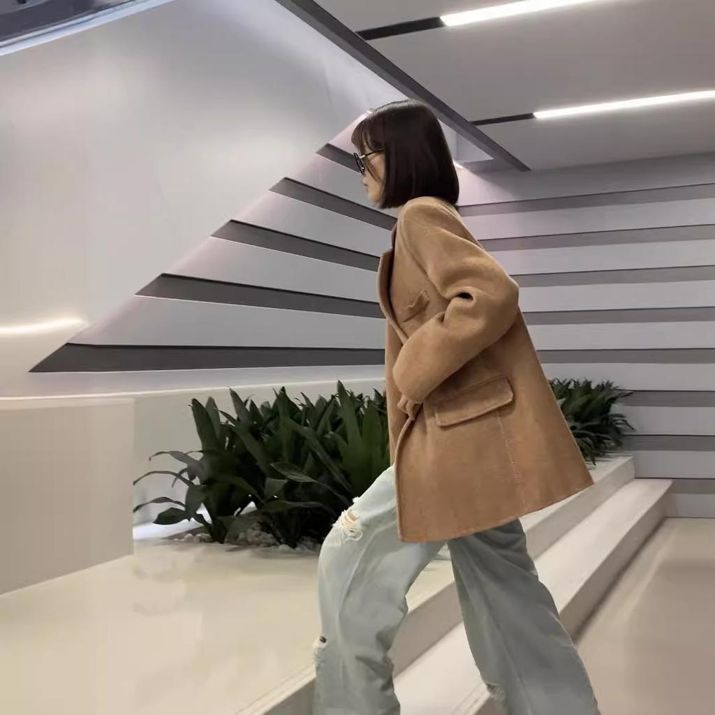 Daily Commuter Suit Short Double-sided Wool Coat Coat Autumn and Winter Loose Women's Character Pattern