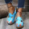 Fashion 2024 Summer New Thick Bottom Flat Bottom Sandals Ethnic Candy Color Ladies Beach Toe Slippers Printing Embossed Retro Sandals