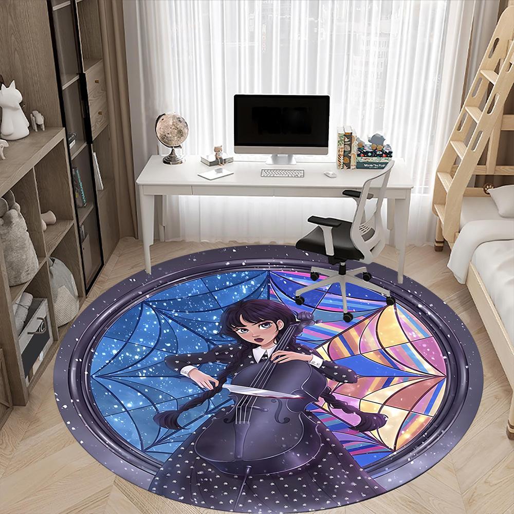 1PC Wednesday Addams Office Round Area Rug, Indoor Mat Suitable For Office, Under Office Chairs Bedroom Living Room Home Decor DT1212013