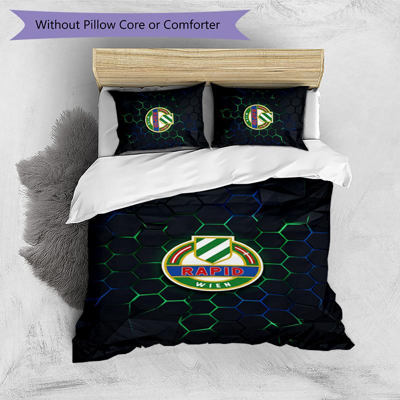Rapid Wien FC Printed 3PCS Bedding Set Breathable Duvet Cover with Pillowcases Decorative Bed Linen for Bedroom Home