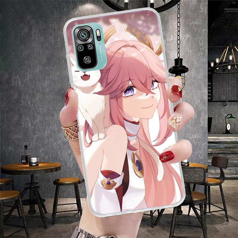 Yae Miko Genshin Impact Phone Case For Xiaomi Redmi Note 13 14 15 Pro Plus 12S 12 14S 11S 11E 10 10S 11 11T 5G 4G Cover Coque Re