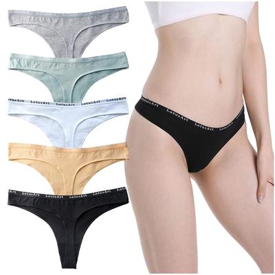 HINICE Хлопковые Спортивные Сексуальные Женские Стринги Т-образной формы, Нижнее белье, Танга, Женственные, Кружевные, Милые, Стильные, Популярные, Цвета, 5 штук