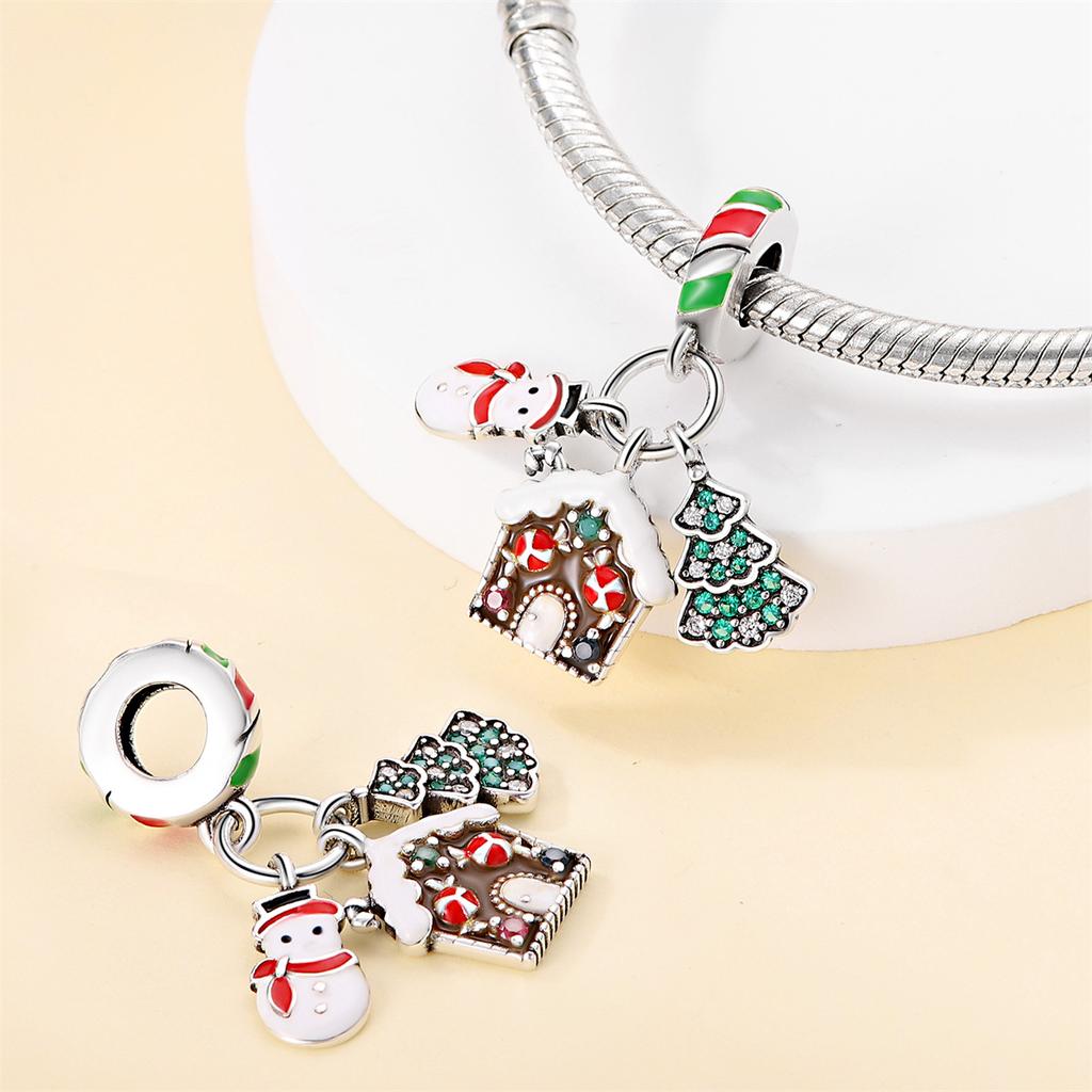 925 Silver Accessories Pendant Bead Ornament Christmas Snowman DIY Bead Bracelet Necklace 2026