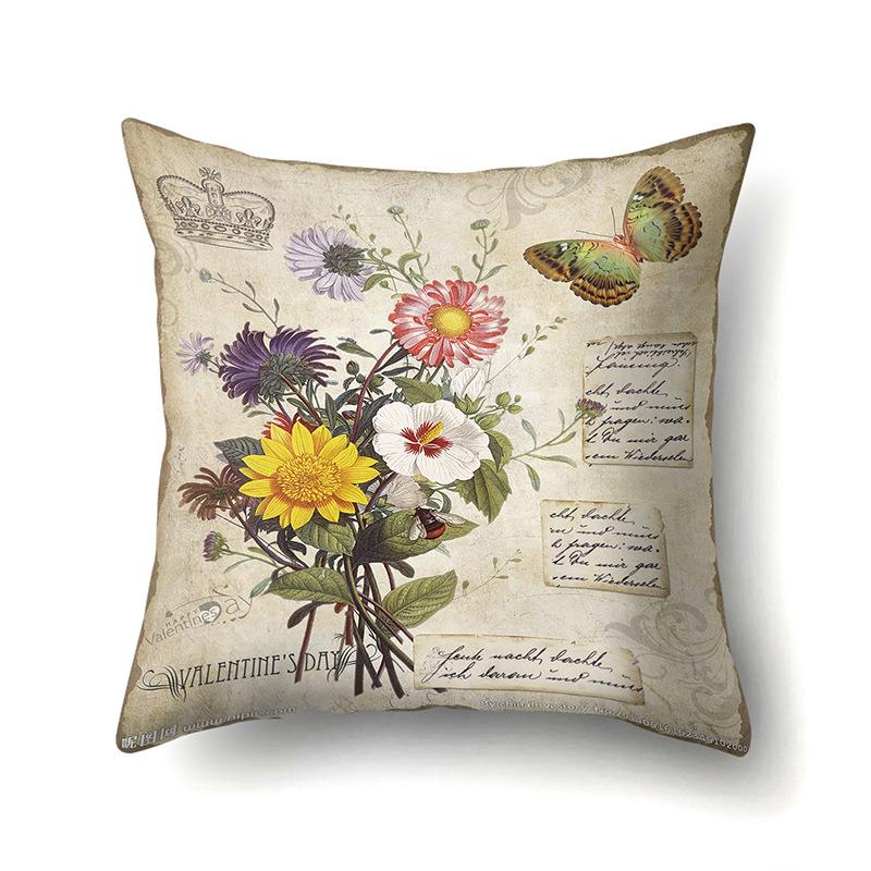 Полиэстеровая наволочка Автомобильная декорация Наволочка с ретро-принтом Чехол для поясничной подушки Чехол для подушки-башни Прикроватный чехол для подушки