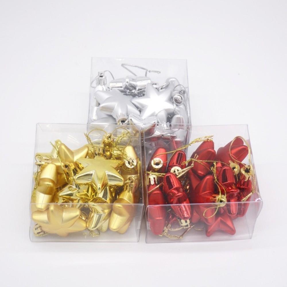 12Pcs Bright Heart Shape Christmas Ball Plastic Christmas Pendants New Year
