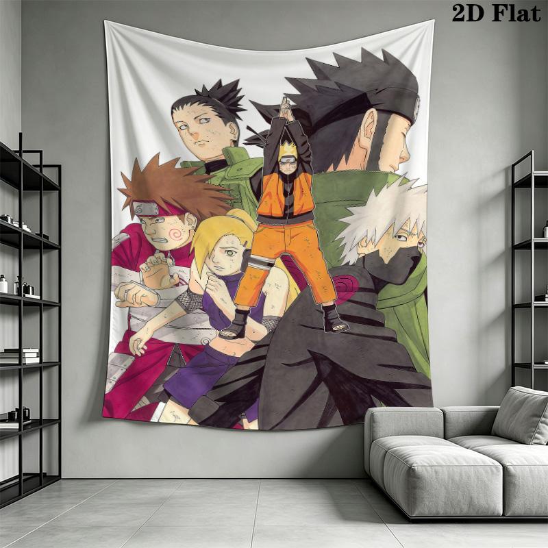 Naruto Team Celebration Wall Tapestry Aesthetic Wall Hanging Printed Fabric Blanket Decorative Tapestries For Bedroom Living Room Home Decor