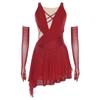 Women’s Lyrical Dance Gown Asymmetrical Hem Backless Rhinestone Detail with Mesh Gloves and Press Button Crotch Built-in Briefs S-XXL for Recital