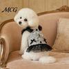 Dog Dress No Harness Needed Sleeveless Tweed Dress, Ruffled Pet with Lace Breathable Mesh Apparel Trim, Cute Summer for Small Dogs
