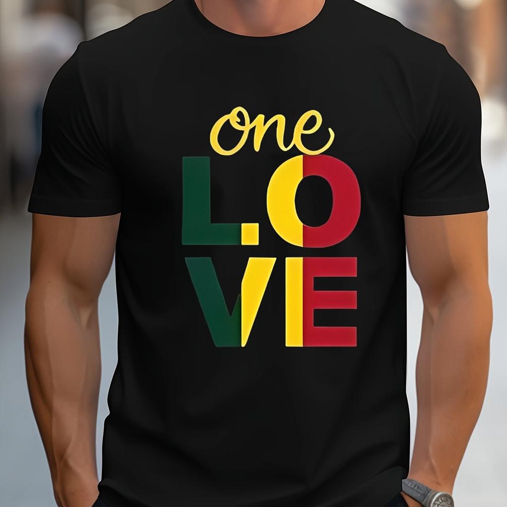 Мужская футболка с градиентным цветным блоком и принтом LOVE, дышащая футболка с коротким рукавом для спортзала, бега, повседневной носки, обычного кроя, мужская одежда