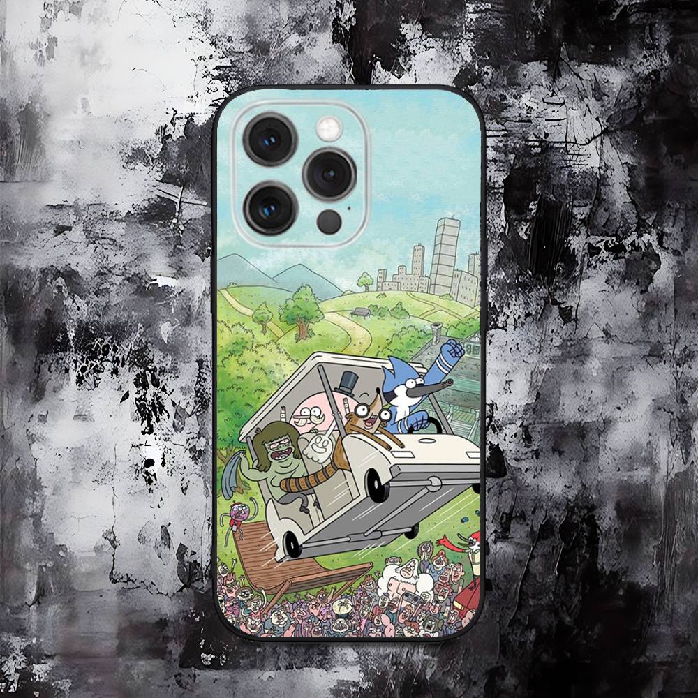 R-RegularS Cute Show Phone Case For iPhone 16,15,14,13,12,11,Pro,Max,Plus,X,XS,SE,E,Mini,Soft Silicone Black Case