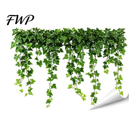 Natural Light Shadow Decor Green Vine Static Window Clings, Artificial Ivy Lemon Stickers, Bedroom Ornament No?Glue PVC Transparent Glass Decals for