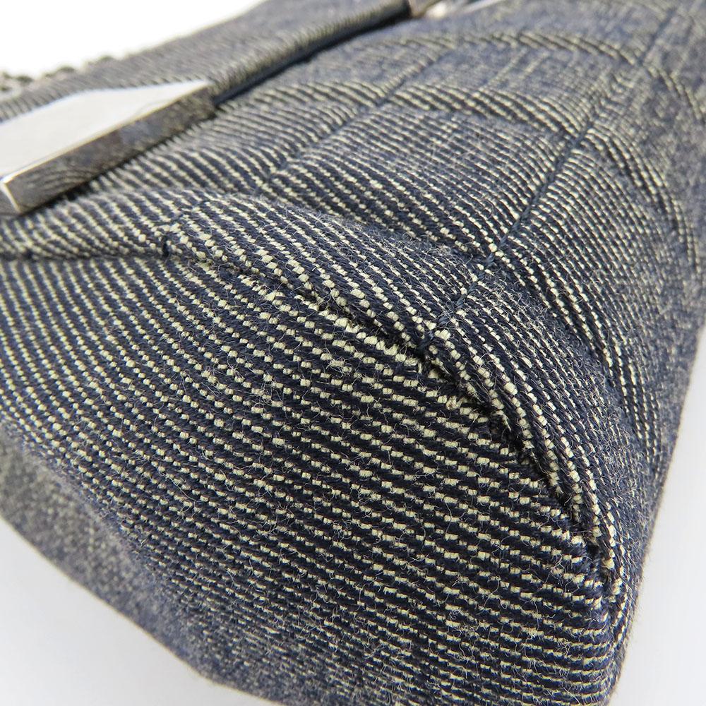 Used CHANEL Shoulder Bag Chocolate bar A17567 denim Navy system COCO Mark