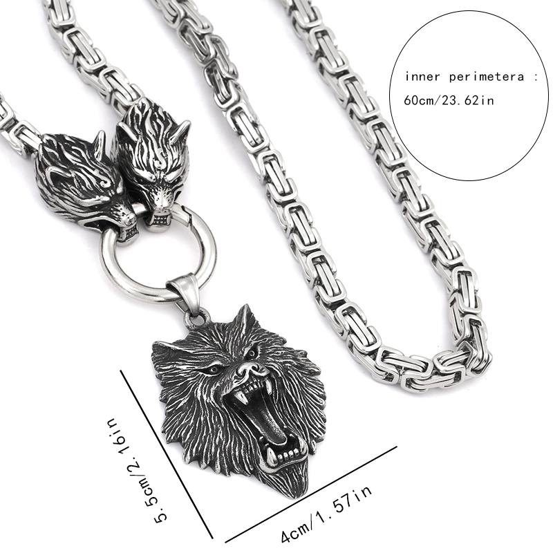 1 шт. скандинавское ожерелье с головой волка викингов из нержавеющей стали, мужская цепочка с подвеской King Chain, винтажное ювелирное изделие-амулет викингов, аксессуар для вечеринок в стиле панк-хип-хоп