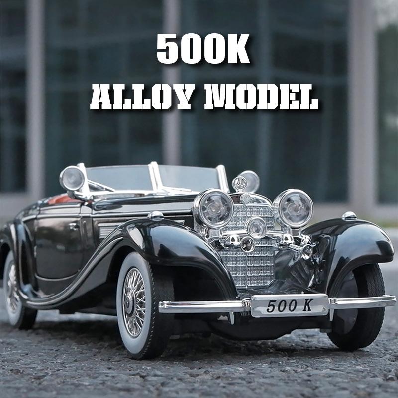1/32 Роскошный винтажный автомобиль BENZ 500K, модель из сплава, изысканные настольные украшения, лучшая коллекция для любителей моделей автомобилей