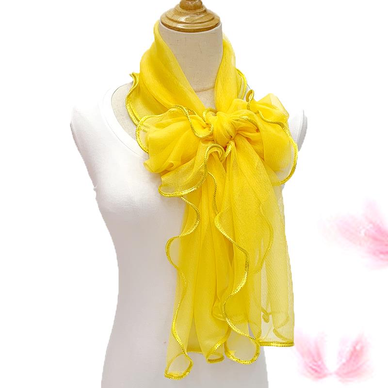 Lace Scarf Women Lightweight Hijab Elegant  Print Silk Neckerchief Shawl Wraps Headband Handle Hair Accessories Bandana