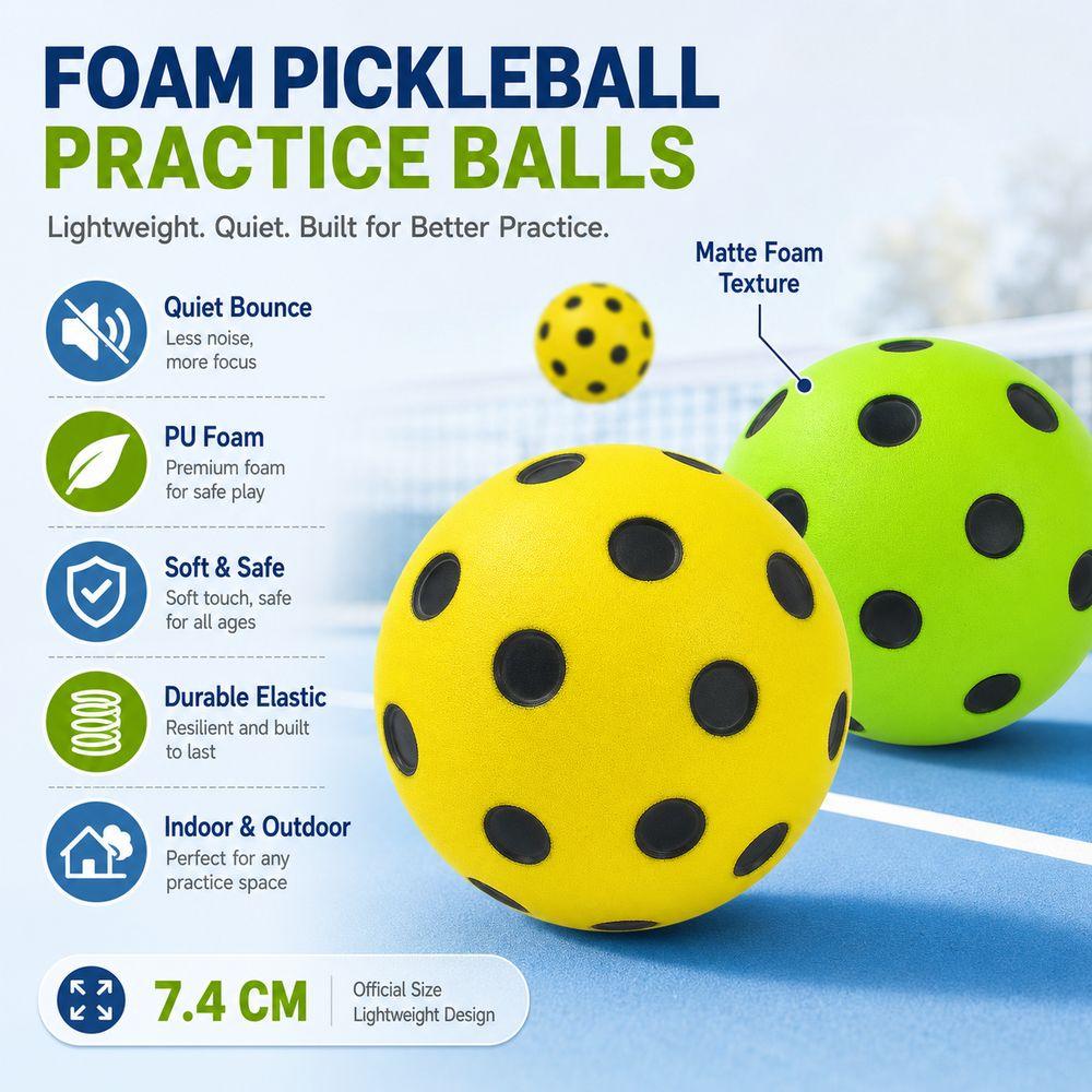 PU Foam Pickleball Training Balls High Bounce Quiet Pickleball Balls for Pickleball Training