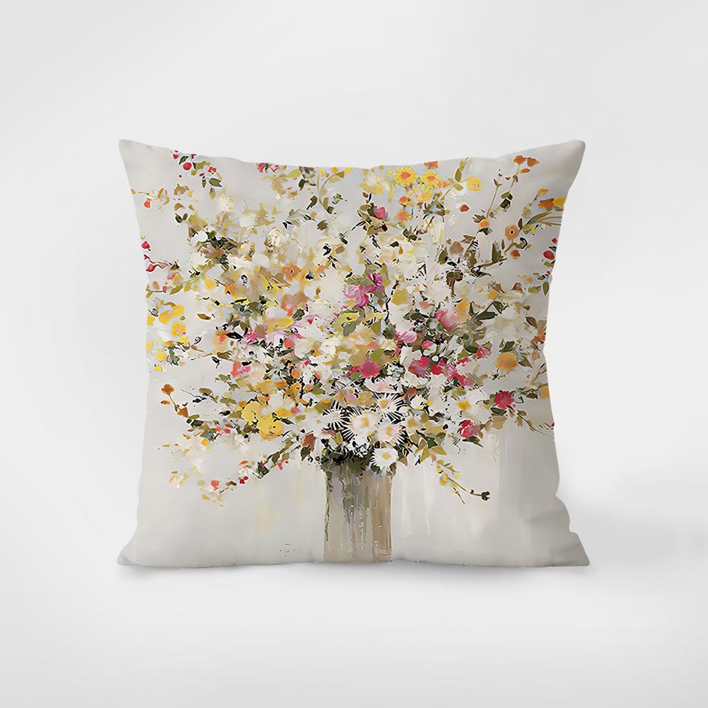 Ваза в стиле масляной живописи Декоративная наволочка для спальни Гостиной Квадратная подушка Наволочка