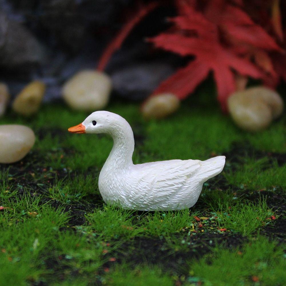 Handmade Mini Duck Statue Cute Micro Landscape Decoration White Duck Ornaments Home Decorations