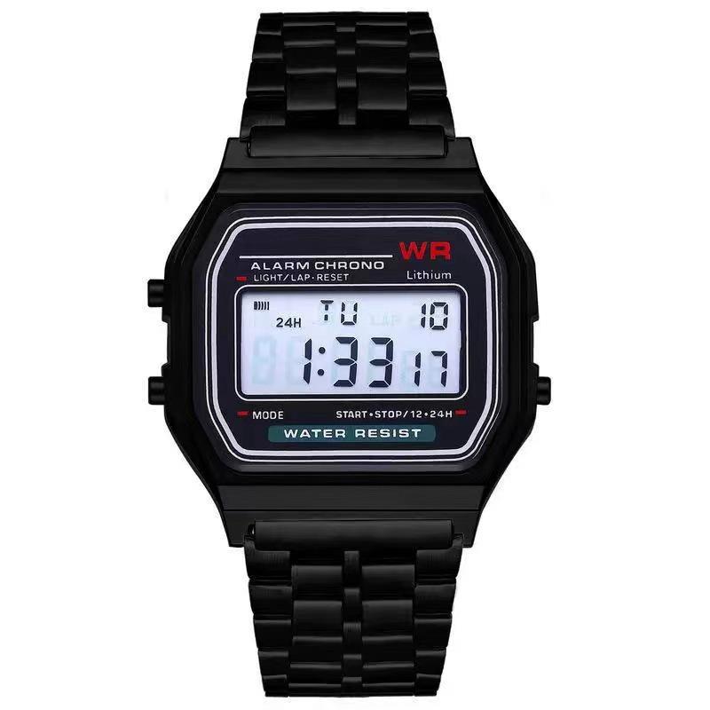 Harajuku Style Multi-Function LED Electronic Watch, WR F91W Steel Band A159 Fashion Watch
