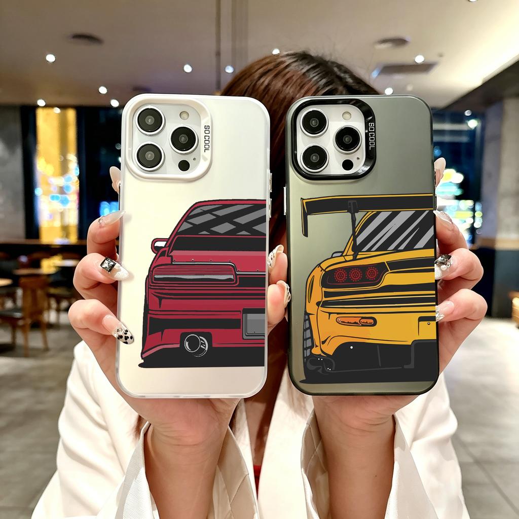 Цветной чехол для телефона для iPhone 17 16E 16 11 15 14 Pro MAX 12 13 MINI 7 8 Plus XR SE Серебристый IMD чехол Япония JDM Спортивные автомобили Комикс