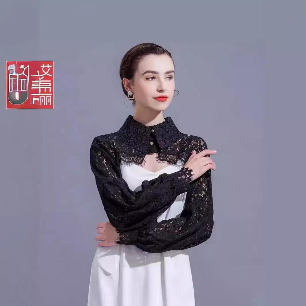 French Retro Fairy Lantern Sleeve Lace Shawl - Women's Summer Sun Protection Outerwear