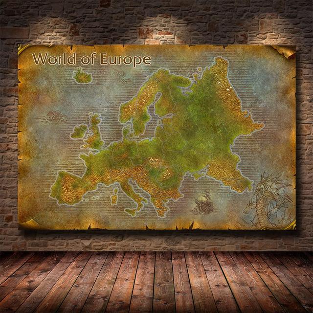 Игровая карта World of Warcraft Картина на холсте Настенное искусство Постеры Печать Картины для гостиной Спальня Игровая комната Домашний декор Без рамки