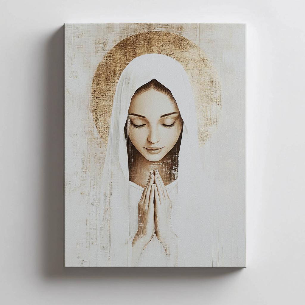 Modlitwa Maryi W Ciszy Modlitwa Maryi W Ciszy, 40X50 Cm, Rama Aluminiowa Złota, Papier Matowy 230 Gsm