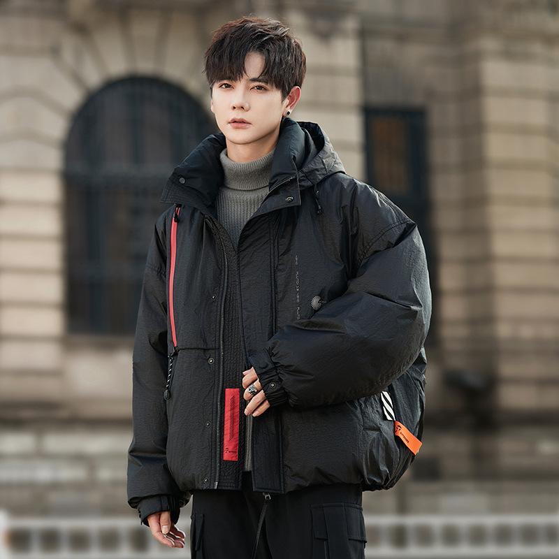 Пуховик мужской зимний молодежный новый модный бренд с капюшоном спортивная студенческая куртка инструментальная короткая модная