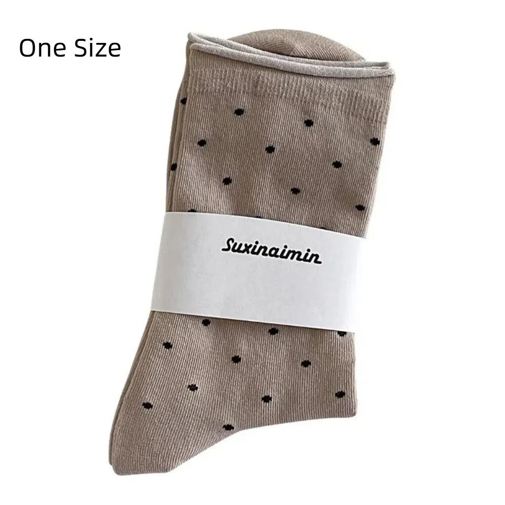 Thin Polka Dot Socks Curled-edge Women's Socks Comfortable Mid-Tube Socks  Summer