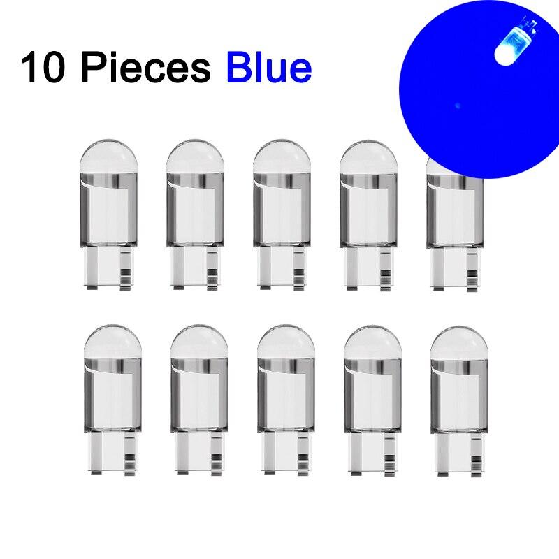 10 PCS Car LED COB Bulb T10 W5W Signal Light 12V 7500K White Auto Interior Dome Reading License Plate Lamps Wedge Side Bulbs