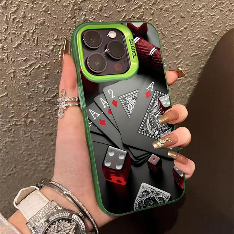Покер для iPhone 16 7 8 Plus X XR XS MAX 11 12 13 Pro 14 15 16 17 Pro Max Ударопрочный Ультратонкий Жесткий Чехол Защитный Чехол для Телефона