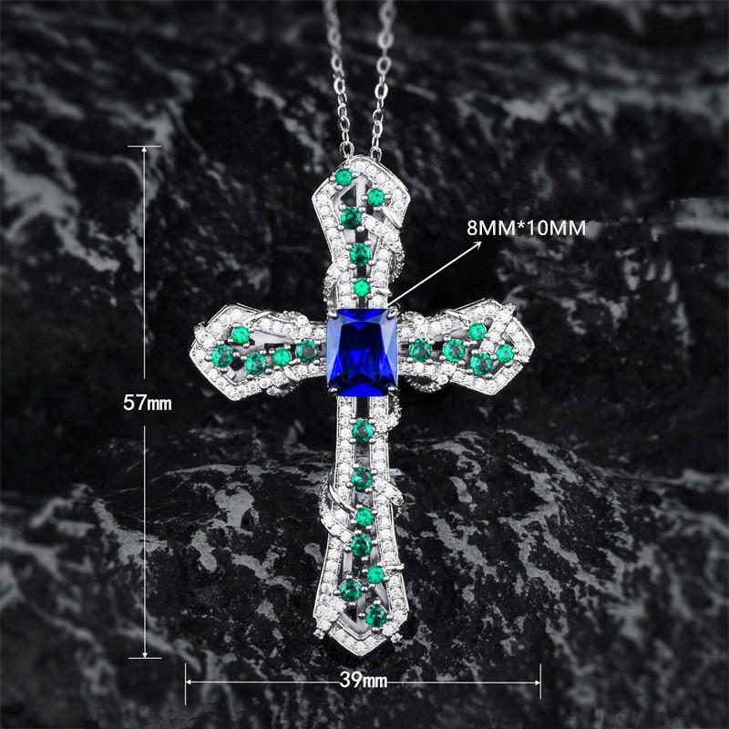 Top Grade 925 Sterling Silver Necklace Women Jewelry Latest Crystal Cross Pendant Necklace Female Party Accessories Personality