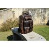 17" Leather Backpack, Travel Rucksack, Vintage Laptop Bag, Hiking School College Backpack, Outdoor Shoulder Daypack for Men Women