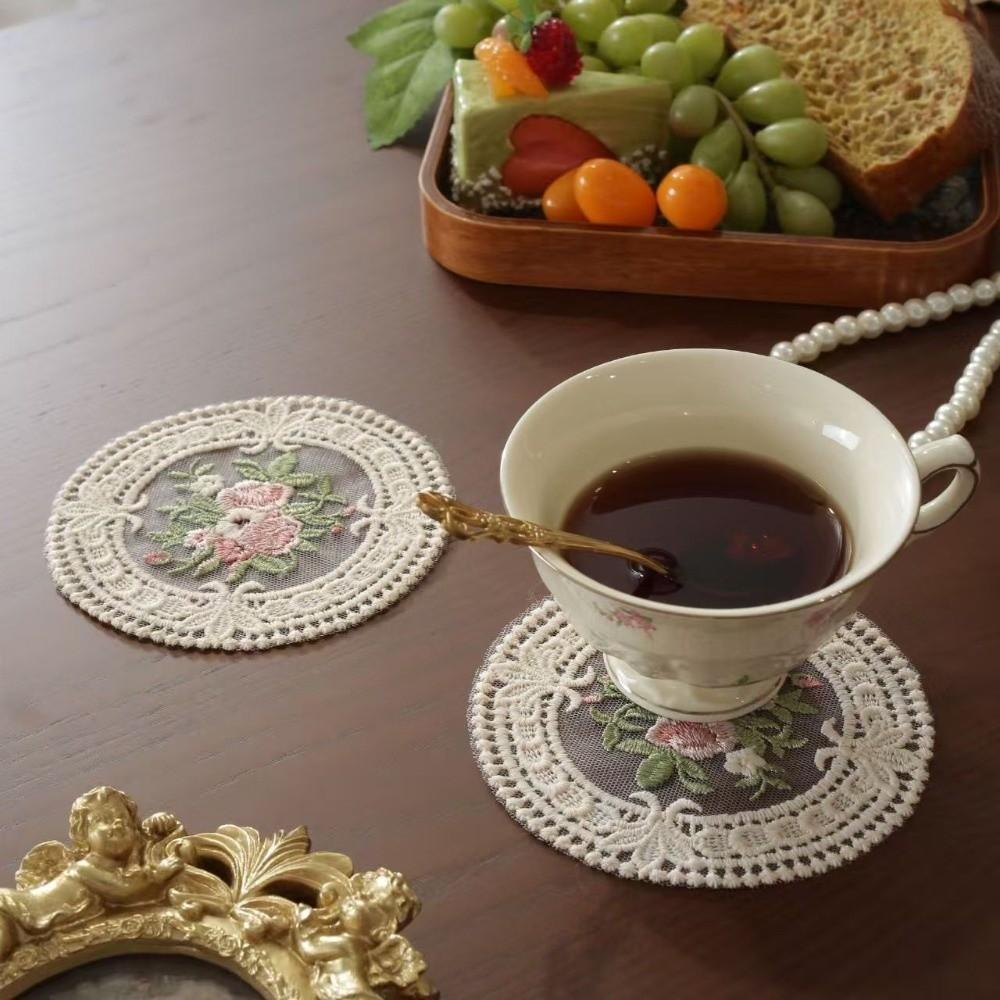 Exquisite Vintage Lace Coaster Heat Insulation Plate Mat Table Topper Flower Coasters Party Decor