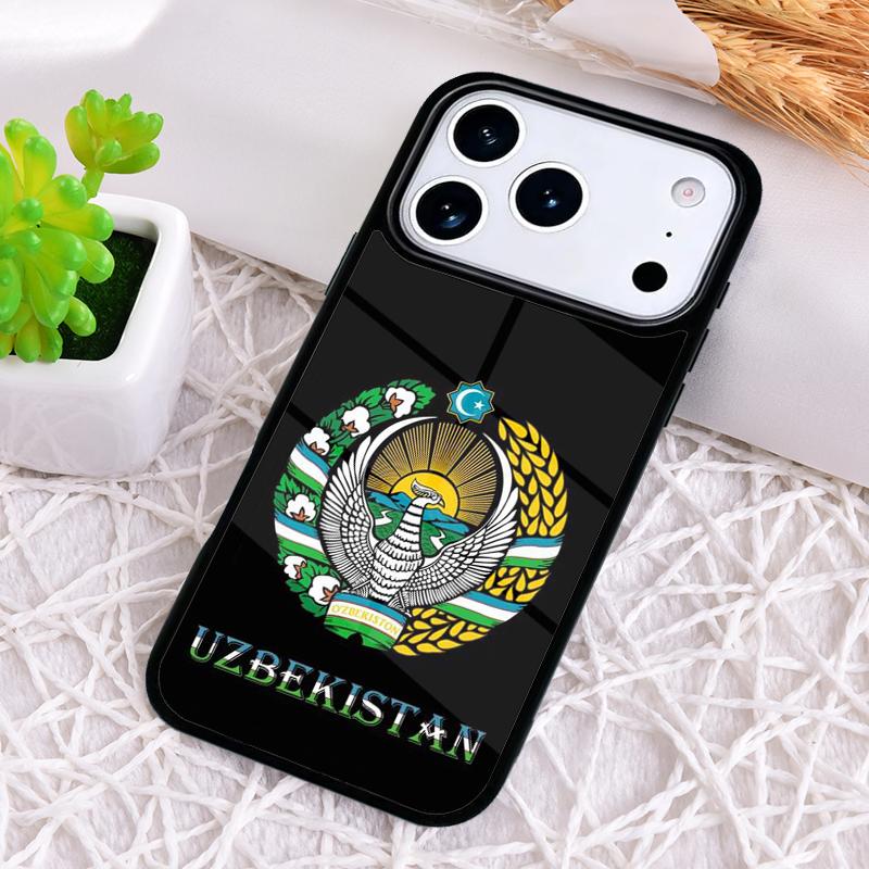 Чехол для телефона с эмблемой национального флага Узбекистана для iPhone 17 Air 16 15 11 12 14 13 Pro Max Ударопрочный чехол