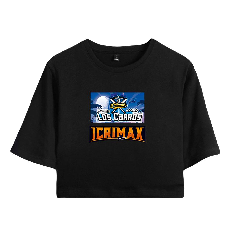 Женская стильная футболка с принтом Icrimax, короткий рукав, круглый вырез, облегающий покрой, повседневные укороченные топы на лето