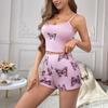 Летний комплект пижамы с принтом бабочек для женщин, домашняя одежда, сексуальные укороченные топы и шорты, комплект из 2 предметов, короткая пижама, одежда для сна, домашняя одежда