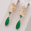 Vintage Style Green Drop Shape Dangle Earrings Women Elegant Party Wedding Jewelry