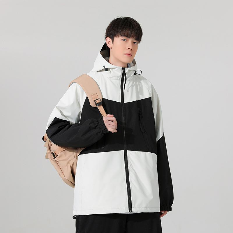 Jacket Men's Spring and Autumn Functional Color Matching Jacket Tooling Hooded Windproof Boys Top
