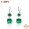 Tancise Jewelry S925 Sterling Silver Emerald Earrings Wind Exaggerated Fringed Earrings Retro Accessories.