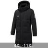 Модные зимние парки больших размеров 4XL-11XL, мужское длинное пальто с капюшоном, повседневная свободная черная теплая верхняя одежда оверсайз, мужские куртки